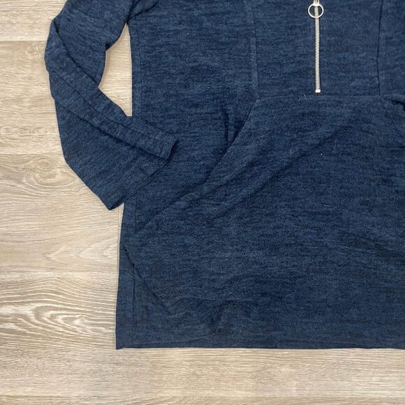 Robert Kitchen Womens Sweater Tight Knit Kangaroo Pockets Blue Size M - Picture 2 of 7